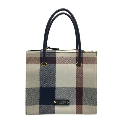 ブルーレーベル クレストブリッジ ハンドバッグ レディース 2way ショルダー チェック柄 布地 コンパクト ベージュ/レッド/ネイビー 中古 T1