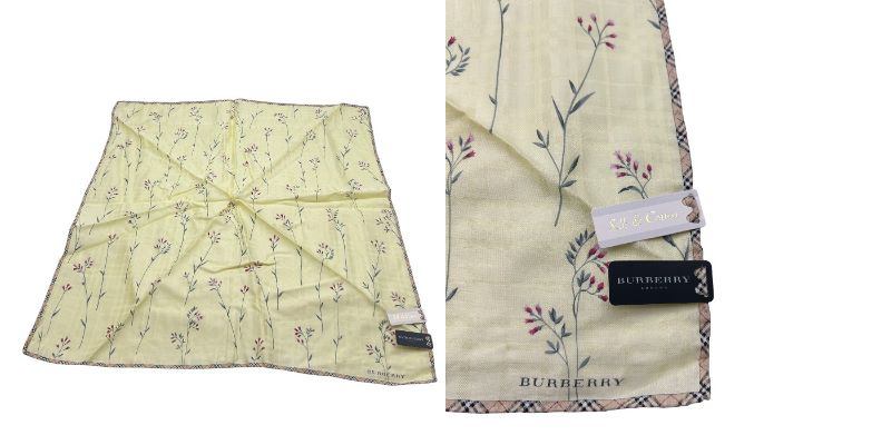未使用品 バーバリー ピエールバルマン ヨシエイナバ ハンカチ 5枚セット BURBERRY PIERRE BALMAIN YOSHIE INABA シルク コットン 花柄 レース チェック 中古 W1