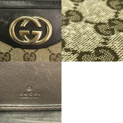 GUCCI グッチ GGキャンバス 長財布 ユニセックス ラウンドファスナー インターロッキングG ロングウォレット ブラウン/ブラック 308012 中古 T1