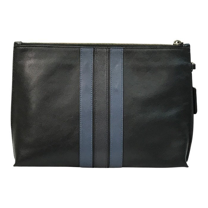 COACH コーチ セカンドバッグ ユニセックス レザー クラッチバッグ ストライプ ブラック F31514 中古 T1