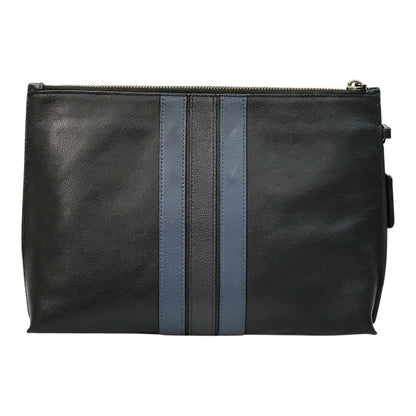 COACH コーチ セカンドバッグ ユニセックス レザー クラッチバッグ ストライプ ブラック F31514 中古 T1