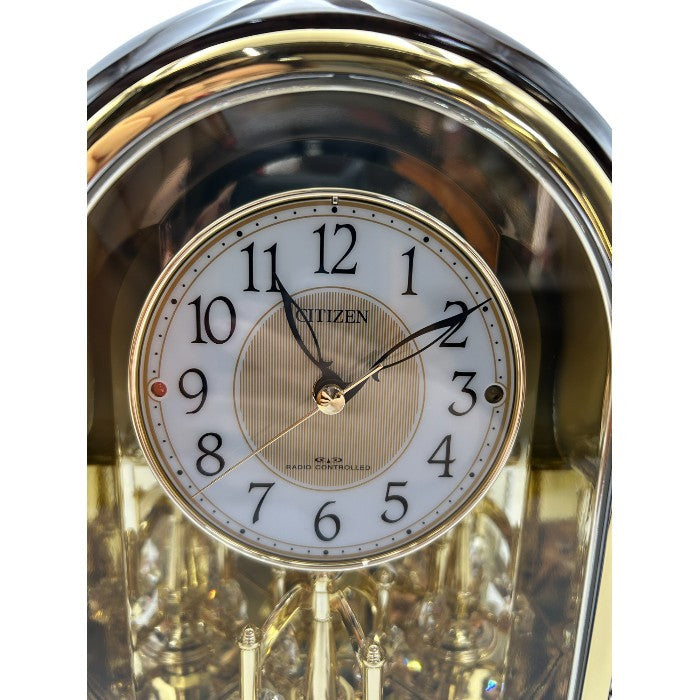 リズム RHYTHM シチズン 置き時計 電波時計 アナログ クリスタル 回転飾り 茶 CITIZEN パルドリームR656 4RY656-023 インテリア おしゃれ 時計 中古 W４