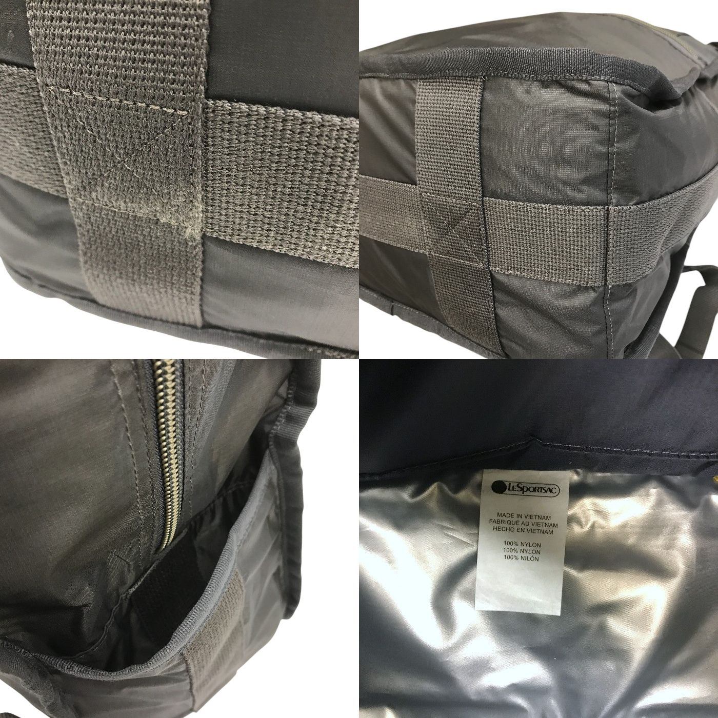 LeSportsac レスポートサック バックパック レディース 2way 手提げ ナイロン 通学 リュック A4収納可 グレー 中古 T1