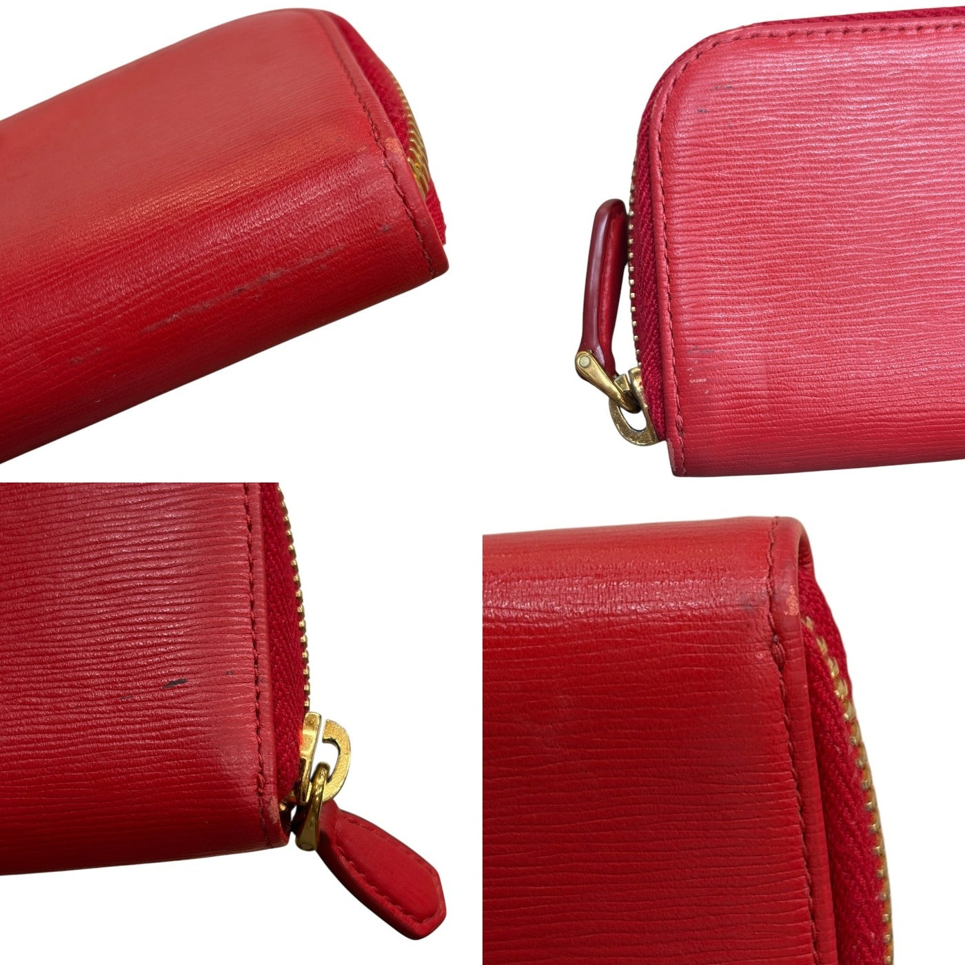 PRADA プラダ 6連 ラウンドファスナー キーケース レッド レザー ブランド 小物 レディース 中古 W４