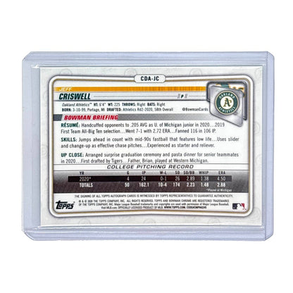 TOPPS MLBカード BOWMAN CHROME 1ST JEFF CRISWELL OAKLAND ATHLETICS /99 #CDA-JC 中古 IT1
