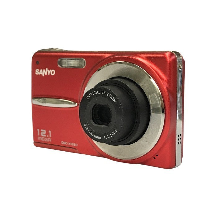 SANYO サンヨー デジタルカメラ レッド 手ぶれ補正 コンパクト スリム DSC-X1260-R 中古 T1