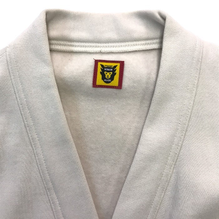HUMAN MADE ヒューマンメイド カーディガン メンズ コットン スウェット ウサギ ハートボタン 裏起毛 アイボリー Lサイズ 中古 T1