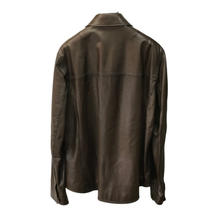 Salvatore Ferragamo サルバトーレフェラガモ レザージャケット メンズ シングルブレスト フルジップ ブラウン 54サイズ 中古 T1