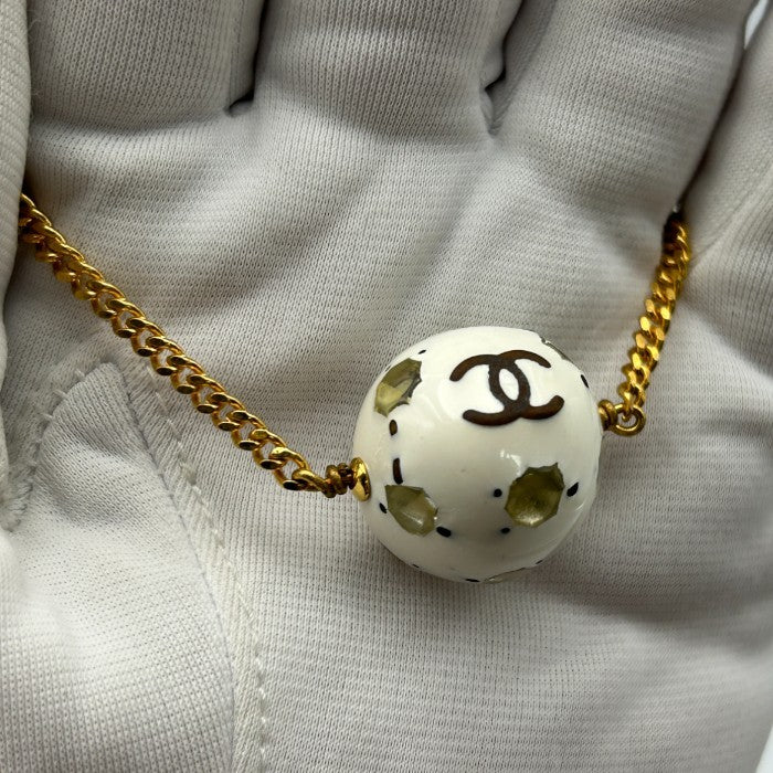 CHANEL シャネル ココマーク ボール トップ ネックレス アクセサリー ブランド レディース ラインストーン 中古 W４