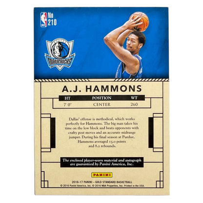 PANINI NBAカード GOLD STANDARD A.J. HAMMONS DALLAS MAVERICKS /199 #210 中古 IT2