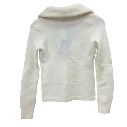 未使用品 Blumarine ブルマリン スワロフスキーボタン カーディガン WD0233303 IT38 レディース かわいい おしゃれ ホワイト 冬 秋 中古 W４