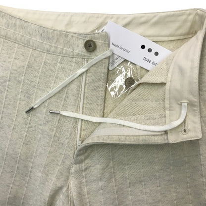 three dots フリースストライプ パンツ メンズ コットン ズボン ウエストドローコード ベージュ Sサイズ FS604M 中古 T1