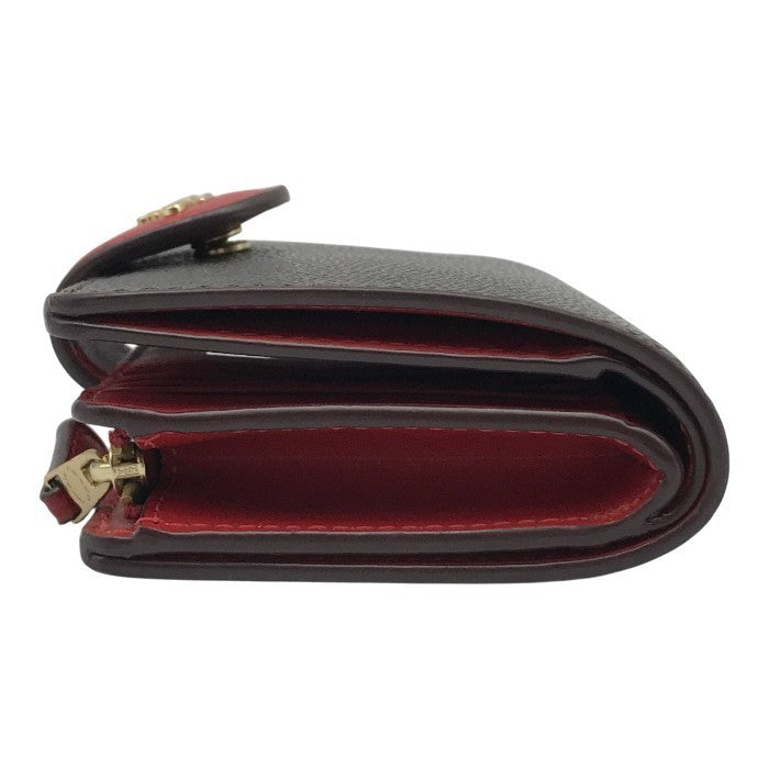 COACH コーチ シグネチャー 財布 レディース 2つ折り PVC コーテッドキャンバス パスケース ブラウン/レッド CW786 中古 T1