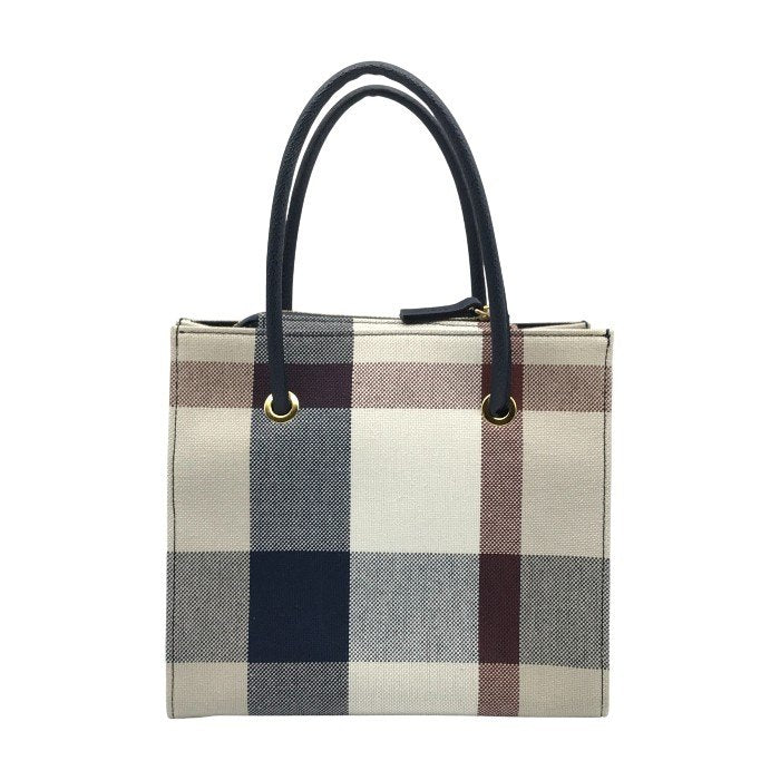 ブルーレーベル クレストブリッジ ハンドバッグ レディース 2way ショルダー チェック柄 布地 コンパクト ベージュ/レッド/ネイビー 中古 T1