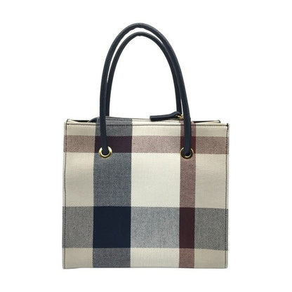 ブルーレーベル クレストブリッジ ハンドバッグ レディース 2way ショルダー チェック柄 布地 コンパクト ベージュ/レッド/ネイビー 中古 T1