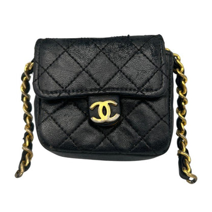 CHANEL シャネル マトラッセ マイクロミニ チェーン ショルダーバッグ ブランド 鞄 ミニ レディース レザー 中古 W４