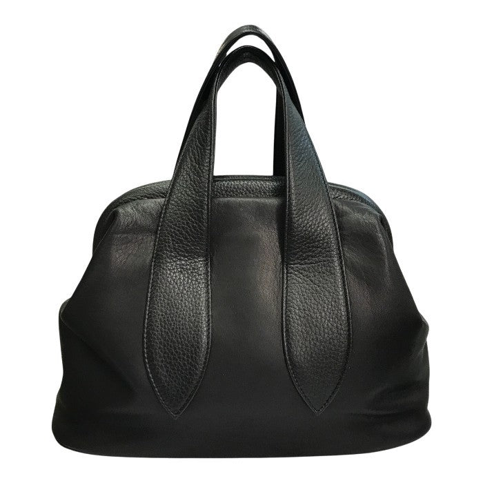 POMTATA ポンタタ FL TOTE M ハンドバッグ レディース レザー トートバッグ がま口 ブラック P2545 中古 T1