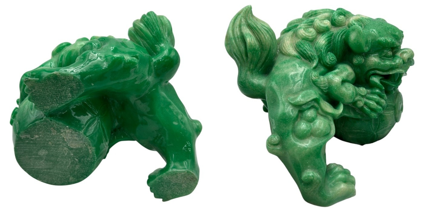 シーサー 翡翠 置物 沖縄 インテリア 石 かっこいい 中古 W４