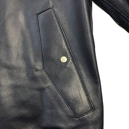 PauI Smith ポールスミス ジャケット メンズ レザー 山羊 ジップアップ ブルゾン ネイビー Sサイズ PP-MN-41502 中古 T1