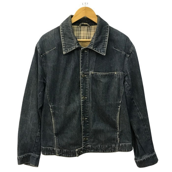 BURBERRY バーバリー デニムジャケット メンズ コットン 裏地チェック柄 Gジャン インディゴ Lサイズ 中古 T1