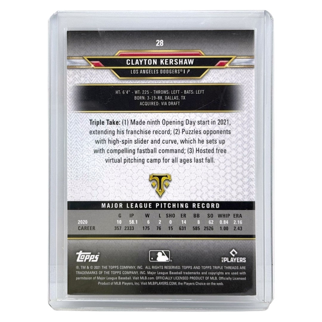 TOPPS MLBカード TRIPLE THREADS CLAYTON KERSHAW LOS ANGELES DODGERS /99 #28 中古 IT1