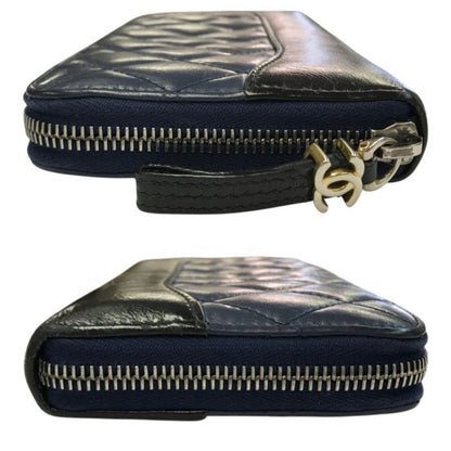 CHANEL シャネル ガブリエル ロングジップウォレット 長財布 レディース レザー ラウンドジップ ファスナー キルティング ネイビー/ブラック A84388 中古 T1