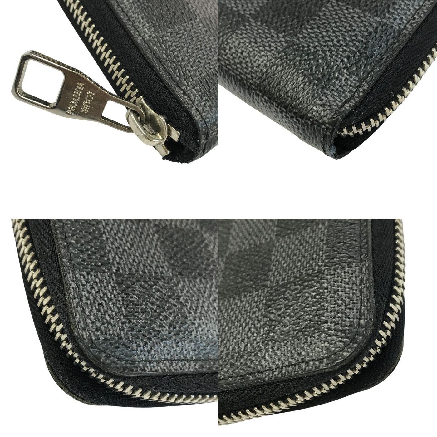 LOUIS VUITTON ルイヴィトン ダミエ グラフィット ジッピーウォレット・ヴェルティカル 長財布 メンズ ラウンドファスナー ジップ グレー N63095 中古 T1