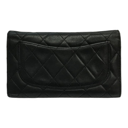 CHANEL シャネル マトラッセ 長財布 レディース 三つ折り ラムスキン ココマーク キルティング ダイヤモンドステッチ ブラック 中古 T1