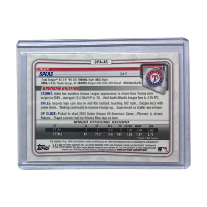 TOPPS MLBカード BOWMAN CHROME ALEX SPEAS TEXAS RANGERS /150 #CPA-AS 中古 IT2