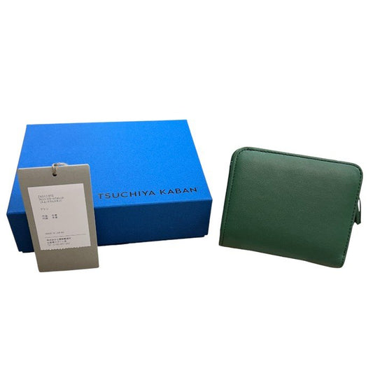 土屋鞄 TSUCHIYA KABAN フリンジ スモールウォレット スムースラムスキン グリーン 二つ折り財布 コンパクト レディース 羊革 財布 中古 W４