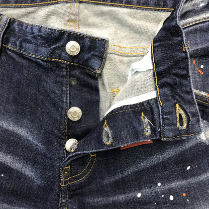DSQUARED2 ディースクエアード デニム パンツ メンズ ジーンズ ボタンフライ ダメージ加工 インディゴ 50サイズ S71LB0004 S30342 中古 T1