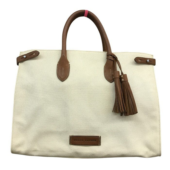 Ralph Lauren ラルフローレン トートバッグ レディース オールシーズン キャンバス アイボリー/ブラウン 中古 N1