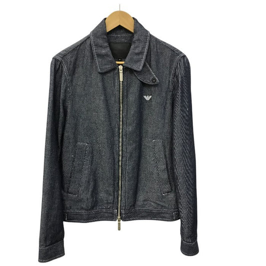EMPORIO ARMANI エンポリオアルマーニ ジャケット メンズ コットン リネン デニム フルジップ インディゴブルー 44サイズ 3H1BD7 1D9BZ 中古 T1