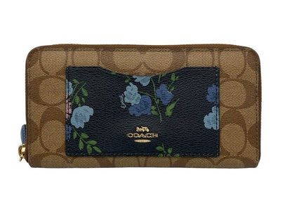 COACH コーチ シグネチャー 花柄ポケット ラウンドファスナー長財布 F73011 中古 4