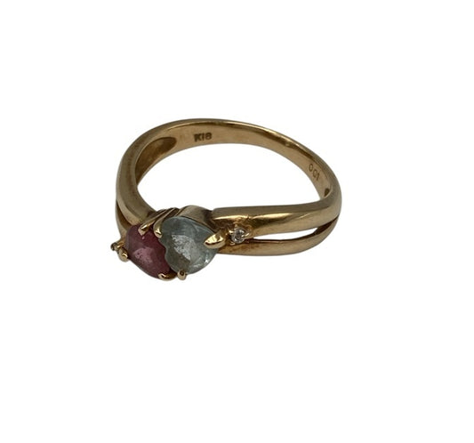 K18 ダイヤ0.01ct ハート石 リング 11号 中古 D4