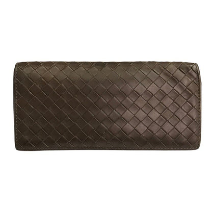 BOTTEGA VENETA ボッテガヴェネタ 長財布 メンズ イントレチャート 二つ折り レザー 小銭入れなし 札入れ ブラウン 中古 T1