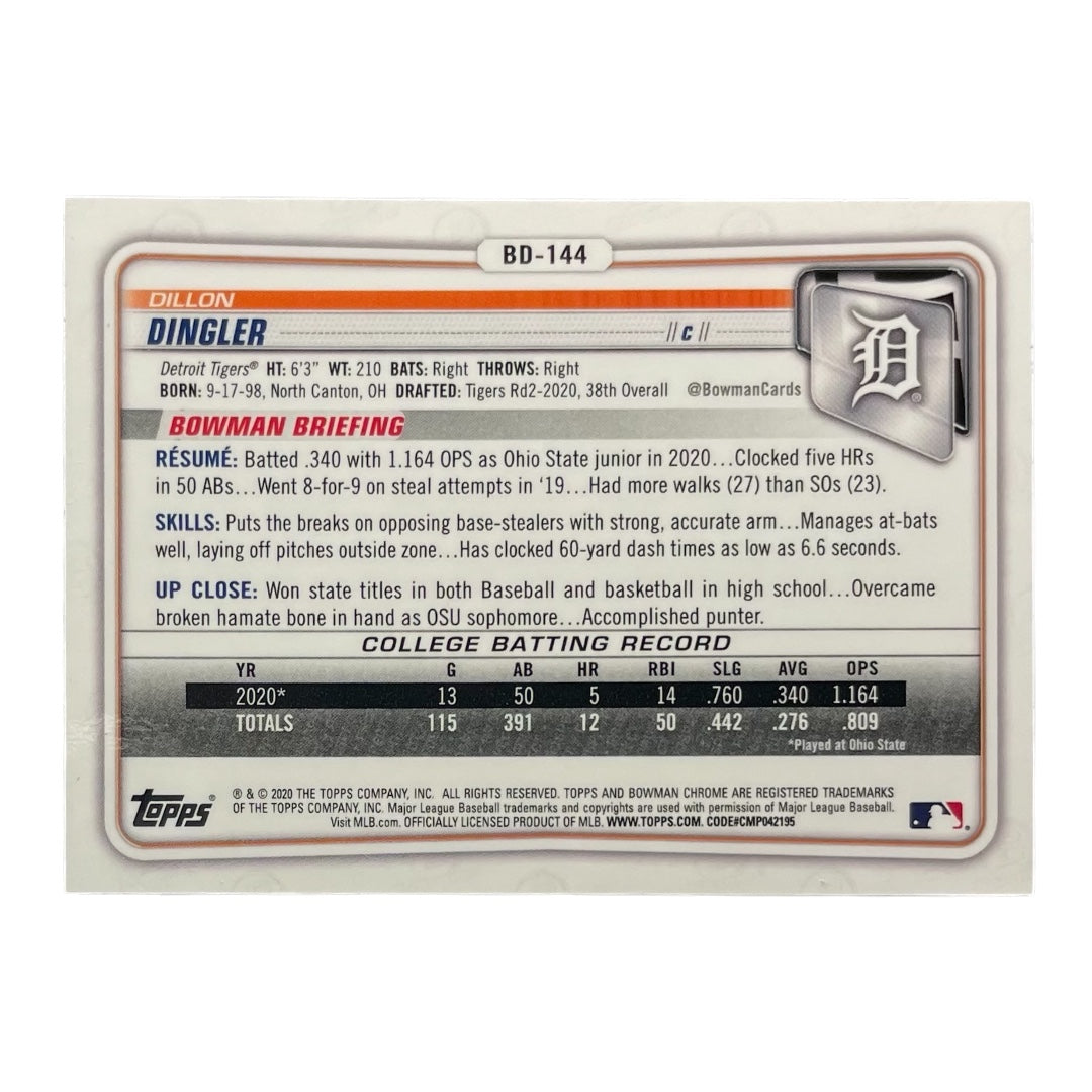 TOPPS MLBカード BOWMAN CHROME 1ST DILLON DINGLER DETROIT TIGERS #BD-144 中古 IT2