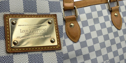 LOUIS VUITTON ルイヴィトン ダミエ アズール ハムステッドMM ハンドバッグ ホワイト N51206 鞄 ブランド レディース トートバッグ 中古 W４