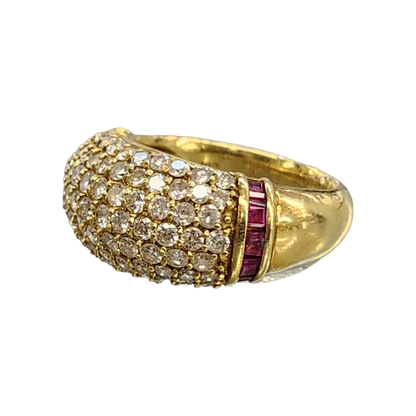 K18 ダイヤ 1.51ct リング レディース 18金 赤石 0.58ct ゴールド 11.5号 中古 T1