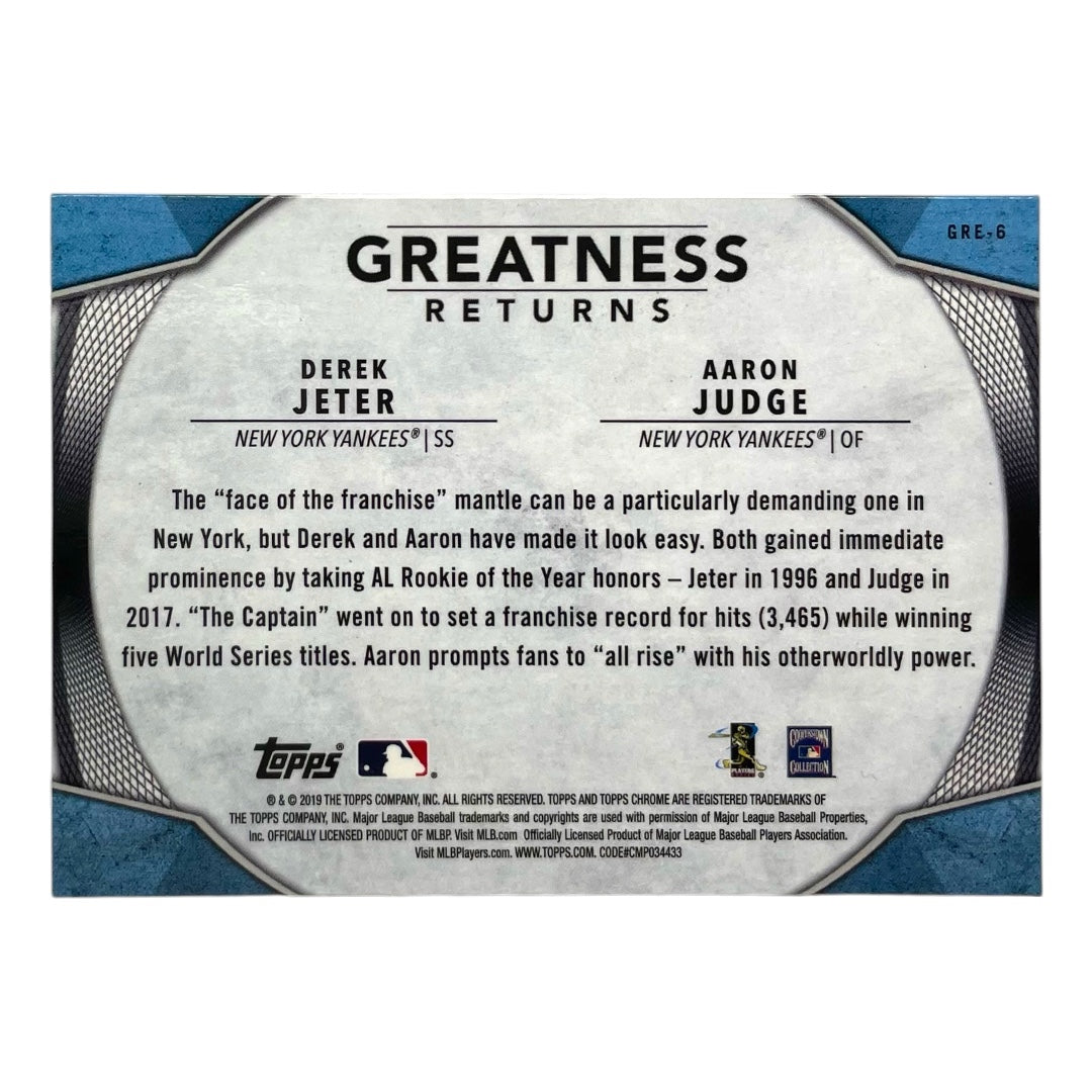 TOPPS MLBカード CHROME DEREK JETER AARON JUDGE NEW YORK YANKEES #GRE-6 中古 IT2