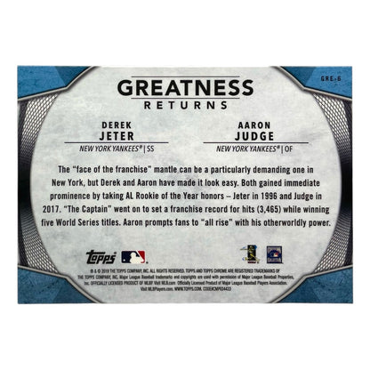 TOPPS MLBカード CHROME DEREK JETER AARON JUDGE NEW YORK YANKEES #GRE-6 中古 IT2