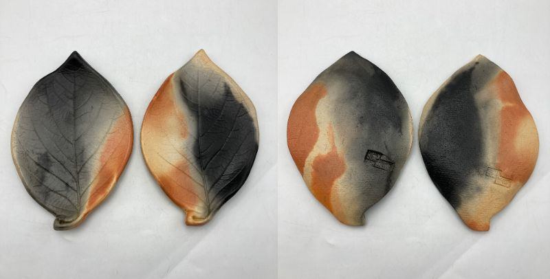 赤穂瀬戸内窯 雲火焼 葉皿 5客 中古 D4