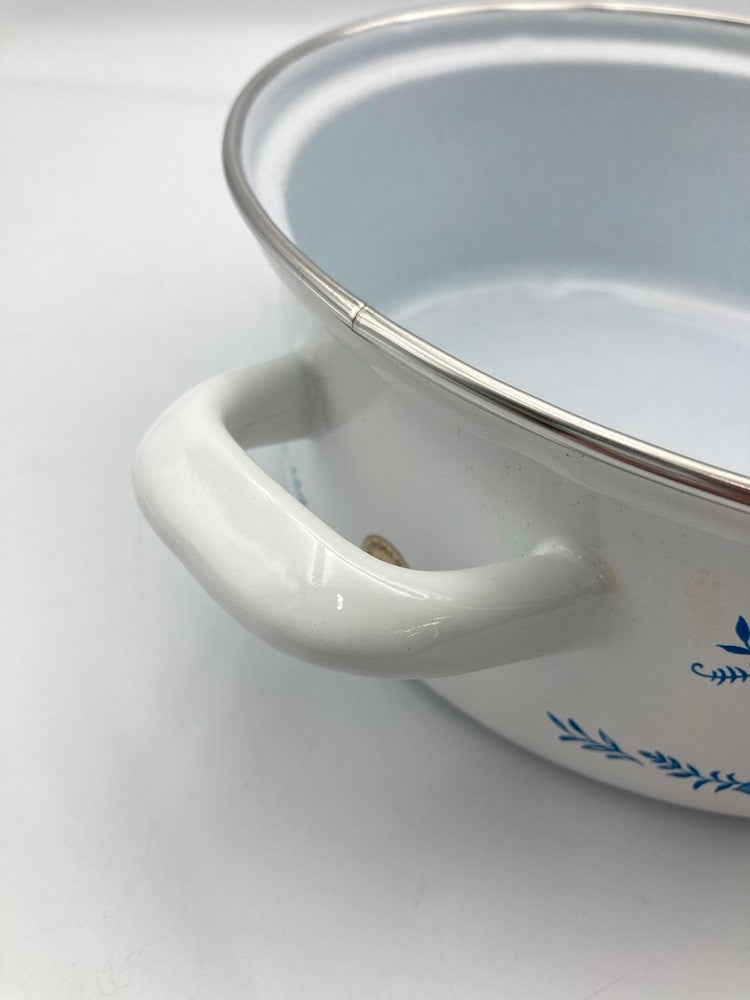 BSW-STAHL 旧西ドイツ ババリア製 ブルーオニオン柄 ホーロー 両手鍋 中古 D4