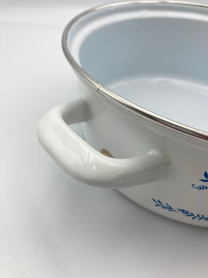 BSW-STAHL 旧西ドイツ ババリア製 ブルーオニオン柄 ホーロー 両手鍋 中古 D4