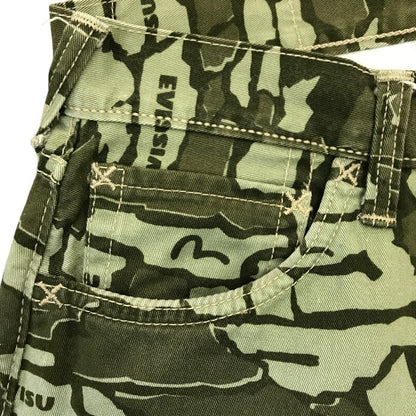 EVISU エヴィス ショートパンツ メンズ コットン ハーフパンツ 短パン カモメ カモフラ 迷彩 カーキグリーン 36サイズ 2001 中古 T1