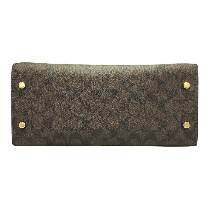 COACH コーチ ラージ アンドレア キャリーオール シグネチャー キャンバス ハンドバッグ レディース 2way ショルダー 斜め掛け PVC ブラウン CP088 中古 T1