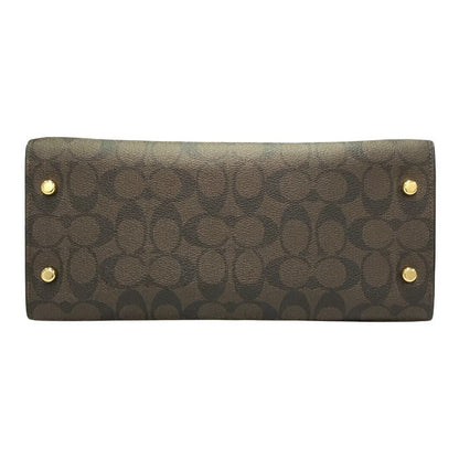 COACH コーチ ラージ アンドレア キャリーオール シグネチャー キャンバス ハンドバッグ レディース 2way ショルダー 斜め掛け PVC ブラウン CP088 中古 T1