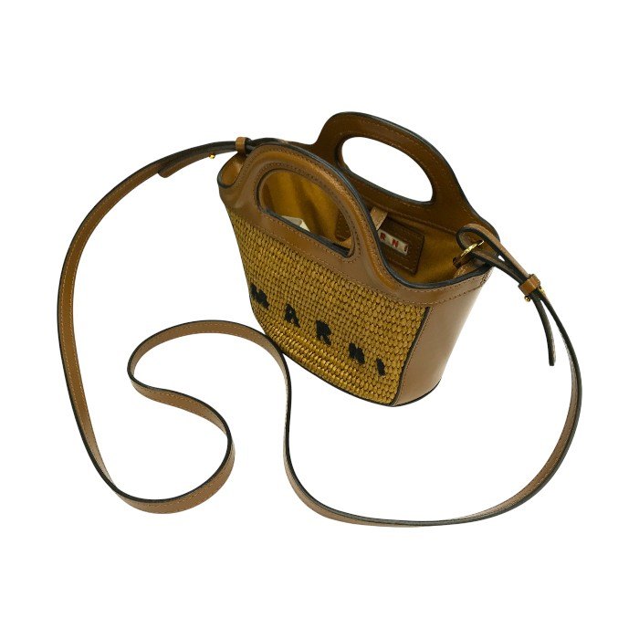 MARNI マルニ トロピカリア マイクロ ハンドバッグ レディース 2way ショルダー かごバッグ ミニサイズ ブラウン/ベージュ BMMP0067Q0 P3860 中古 T1