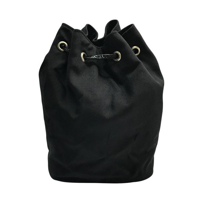 GUCCI グッチ 巾着ポーチ レディース ナイロン ミニバッグ 四角 無地 ブラック 039 0973 002113 中古 T1
