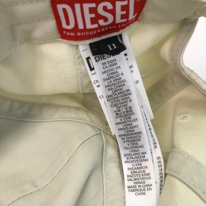 DIESEL ディーゼル CORRY-DIV-WASH キャップ ユニセックス コットン 帽子 ロゴ ホワイト サイズ2 A11356 中古 T1